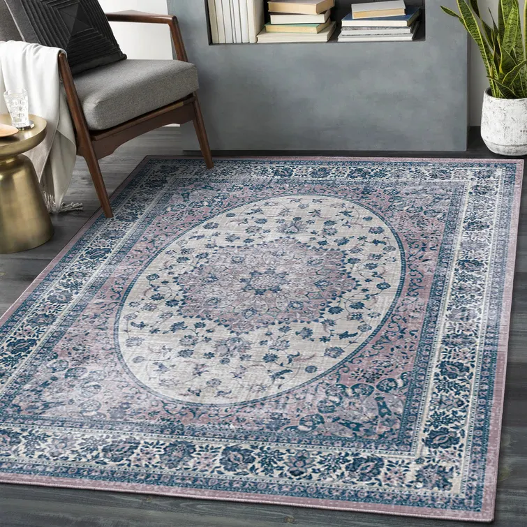 Boho Low Pile pavimento interno orientale persiano floreale Distressed grandi tappeti per soggiorno