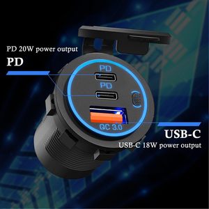 12V 78W doppio tipo C <span class=keywords><strong>USB</strong></span> + 18W QC3.0 <span class=keywords><strong>USB</strong></span> caricatore adattatore <span class=keywords><strong>per</strong></span> <span class=keywords><strong>auto</strong></span> barca Marine Bus camion - Product Image 3