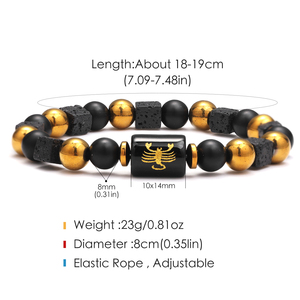 Braccialetti dei 12 Segni Zodiacali in Pietra Naturale, Bracciale Cancro Vergine Leone Bilancia, Regali per Coppie e Amicizia, <span class=keywords><strong>Gioielli</strong></span> Portafortuna - Product Image 2