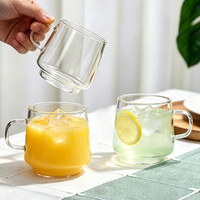 Mug en verre borosilicate de haute qualité avec poignée, tasse en verre transparent à base épaisse pour jus, café, thé, usage domestique