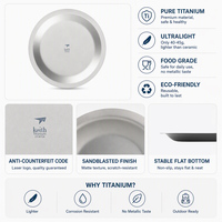 KEITH TI5513 Assiette Ronde en Titane Pur Portable pour Camping en Plein Air, Plateau de Cuisson à la Vapeur, Vaisselle