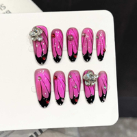 TSZS Faux ongles courts à presser faits main, style Halloween, avec breloques 3D gothiques araignée et crâne pour la fête