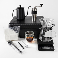 Ensemble de café portable avec logo personnalisé et étui de transport en PU, kit complet de café filtre pour le camping et les cadeaux d'affaires OEM ODM