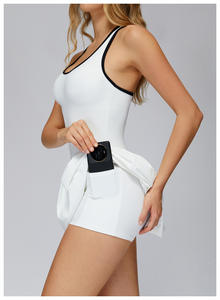 Спортивная одежда 2 в одном с цветными блокировками, женская одежда для занятий спортом и игры в гольф, сексуальное Плиссированное теннисное платье с шортами - Product Image 3