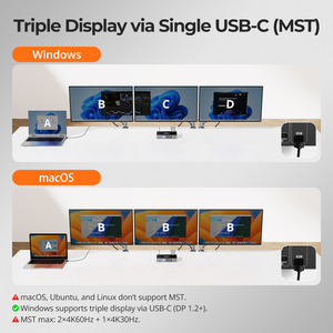 Tesmart Triple 4K60hz Lai KVM Chơi Game Dock Cho 1 Máy Tính Để Bàn PC & 1 Máy Tính Xách Tay W/Edid Mst <span class=keywords><strong>USB</strong></span> C Dp HDMI KVM Switcher - Product Image 5