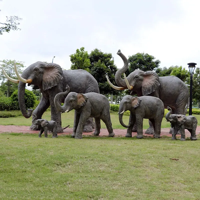 Animal gigante de la selva, elefante de fibra de vidrio, decoración de fiesta de elefante gigante, estatuas grandes para exteriores