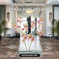 Fleur en soie artificielle faite à la main, petite orchidée Phalaenopsis à 2 branches, orchidée araignée, décoration pour mariage, maison, hôtel