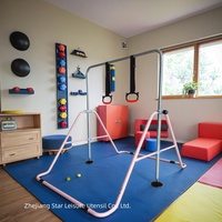 Barra de Gimnasia Ajustable y Plegable para Niños, Barra Horizontal para Entrenamiento en Casa con Anillas de Gimnasia para Principiantes Júnior