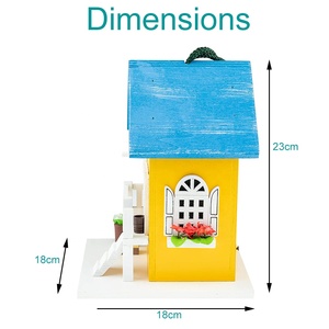 Gele Cottage Retro Arts Crafts Houten Vogel Feeder Landhuisjes Muur Opknoping Vogelhuisje Gemaakt Van Boerderij Hout - Product Image 2