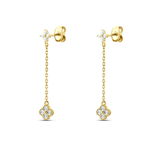 <b>CANNER</b> Petal Long Chain Diamond Earrings S925 Silver Hypoallergenic Chain Tassel Earrings Stud Earrings 18k for Girls - Product Image 5