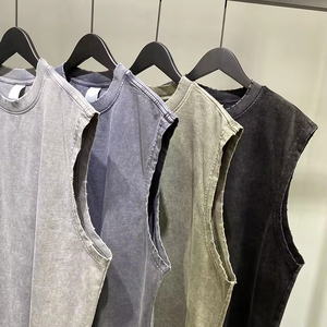 AR712 Débardeur d'été pour homme, 100% Coton de haute qualité, respirant, tricoté, délavé à l'acide, style vintage, coupe oversize, décontracté, personnalisable 275 - Product Image 3