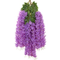 Karangan Bunga Wisteria Ungu untuk Pernikahan, Bunga Wisteria Buatan, Untaian Bunga Wisteria