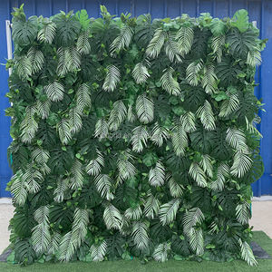 A53แขวนพืชสีเขียวใบปาล์มดอกไม้ประดิษฐ์ในป่าเขตร้อนป่าเขียวขจีหญ้าสีเขียวติดผนัง - Product Image 5