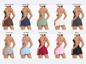云手感柔软拉丝十字无背运动文胸网球裙套装女性健身跑步锻炼运动服运动服 - Product Image 6