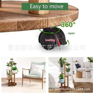 Support à fleurs en bois avec roulettes, support à fleurs d'intérieur à quatre niveaux pour salon, présentoir et étagère de décoration en bois pour balcon - Product Image 5