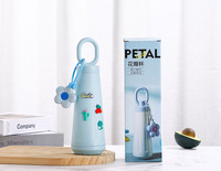Gobelet isotherme portable pour filles, 380 ml, double paroi, résistant à la chaleur, bouteille d'eau réutilisable en verre avec poignée