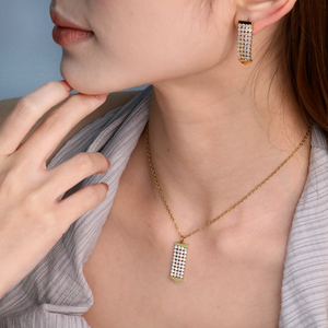 Gold Plated <b>Crystal</b> Rhinestone Geometric Necklace and Earring <b>Set</b> for Women Party Jewelry Trendy Fashion Jewelry <b>Sets</b> - Product Image 3