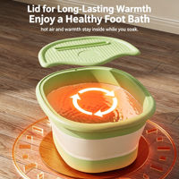 Baignoire pliable pour les pieds avec couvercle et support pour téléphone, en TPE et PP, se plie à plat, 6,5 cm, rétention de chaleur, pour la maison