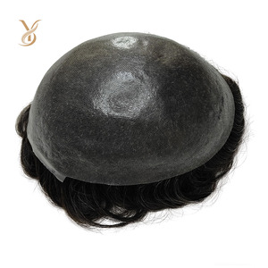 Parrucchino da <span class=keywords><strong>uomo</strong></span> all'ingrosso per fabbriche, in pelle sottile naturale, con <span class=keywords><strong>capelli</strong></span> Remy indiani e chiusura in pizzo dal design ottimizzato - Product Image 1