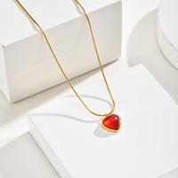 Damesmode goudkleurige ketting rode hartsteen hanger elegante dames neksieraden voor feest Valentijnsdag cadeau