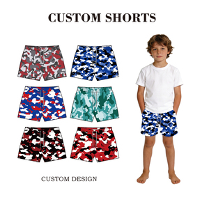 Shorts en tissu maillé personnalisés à motif camouflage avec deux poches et cordon de serrage <span class=keywords><strong>blanc</strong></span> pour garçons – Modèle boutique (fermé ou ouvert) - Product Image 2