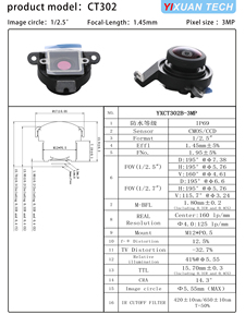 Serie de Lentes Automotrices <span class=keywords><strong>CT302</strong></span>, Tamaño de Chip 1/2.5, Distancia Focal 1.45mm, Apertura F1.95, 3MP, Serie de Lentes para Vehículos - Product Image 3