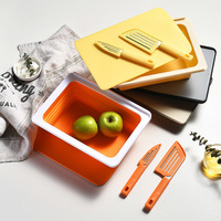 Planche à découper pliable 7-en-1 en plastique avec passoire et panier de lavage pour légumes, compatible lave-vaisselle, pour cuisine, pique-nique et utilisation extérieure