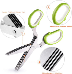 Professional Heavy Duty Stainless Steel 5 Blades <b>Kitchen</b> Tailor Herb Scissors with Comb for Cutting - Product Image 2