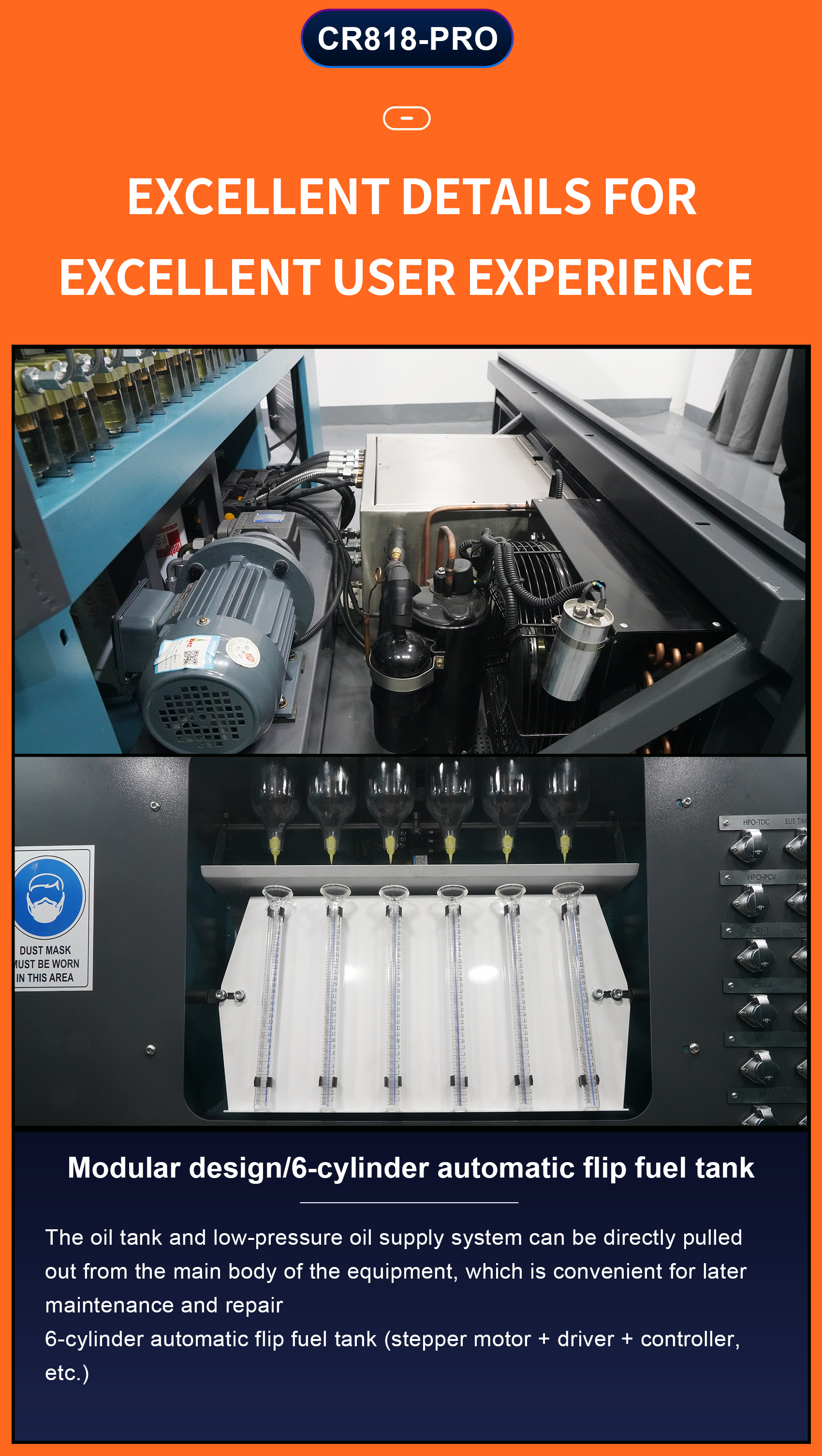 Băng Ghế Kiểm Tra Đường Ray Thông Thường Được Trang Bị Một Vật Cố Định Phổ Quát Phù Hợp Để Kẹp Các Loại CR818-PRO Kim Phun