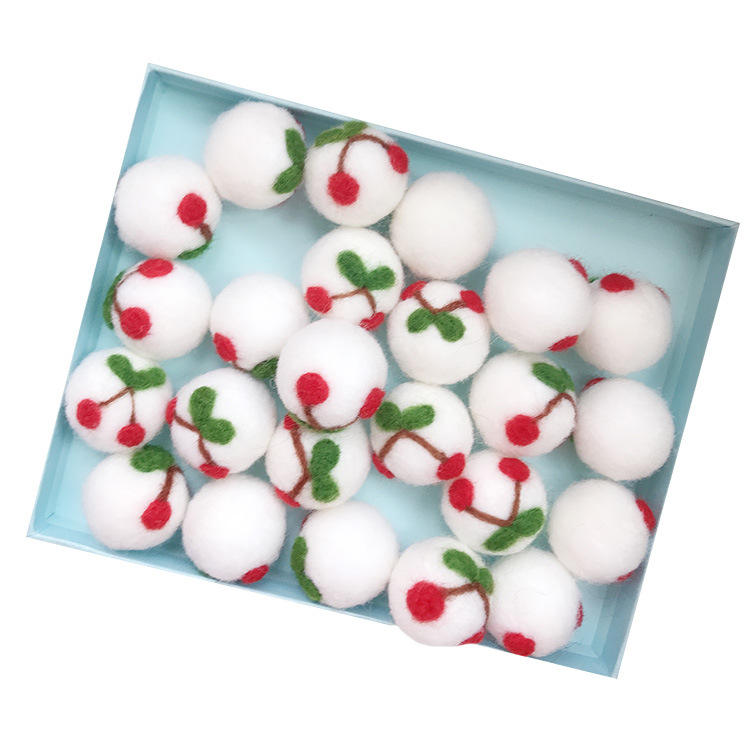 Wool Felt Christmas Cherry Ball Crafts Animal Accessories Children's Hair Accessories Brooch Clothing Shoe Hat Decoration