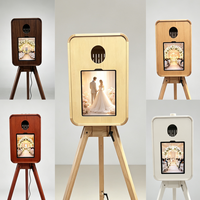 Machine Photobooth en Bois de Luxe pour iPad, Compatible avec iPad 10.2, 10.9, 11, 12.9, 13 Pouces, Photobooth Rétro en Bois avec Support Pliable en Chêne Blanc