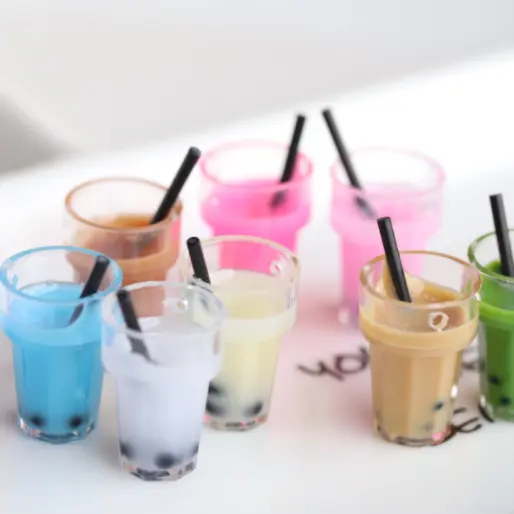 DIY ornament resin charm water champagne wine dollhouse mini bottle Bubble tea straw cup with hole on the top