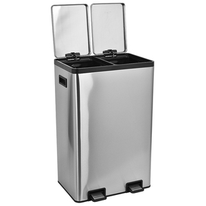 HANGSHAU <span class=keywords><strong>Poubelle</strong></span> de cuisine en acier inoxydable 60l à double compartiment <span class=keywords><strong>Poubelle</strong></span> de recyclage pliable avec repose-pieds - Product Image 2