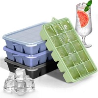 Moule à glaçons carrés pour cocktails et whisky, 15 compartiments, en silicone alimentaire, avec couvercle, pour congélateur, outils de bar
