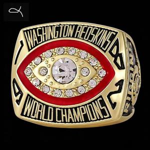 Anello Personalizzabile all'Ingrosso dei Washington Redskins Campioni del 1982, Placcato Argento 925, Stile Hip-Hop e Rock, con Cristalli e Strass - Product Image 3