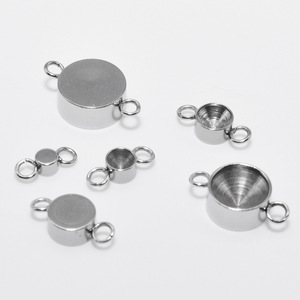 Bisel Redondo en Blanco de Acero Inoxidable, Base de Conector de Doble Lazo, Bandejas de Cristal, Colgante, <span class=keywords><strong>Enlace</strong></span> en Blanco para Encontrar Joyería - Product Image 3