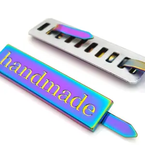 Customize LOGO LABEL Handbag Hardware Accessories Metal Plates For Handbags Brand Logo Purse Metal Logo Designs Rainbow Color