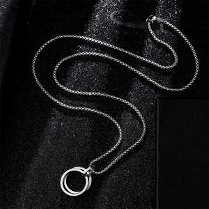 Çift halkalı paslanmaz çelik hip-hop kişiselleştirilmiş dairesel kolye kolye erkek kadın çiftin yılan zinciri kazak zinciri - Product Image 2