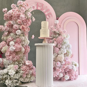 Chemin de table en fleurs artificielles rose et blanc pour <span class=keywords><strong>mariage</strong></span>, anniversaire, fête, table de <span class=keywords><strong>gâteau</strong></span>, arrangement floral, décoration d'arche - Product Image 2