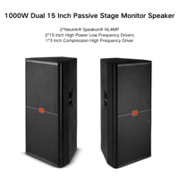 Haut-Parleurs DJ Professionnels 1000W Double 15 Pouces Gamme Complète avec Woofers Passifs, Enceinte Électronique pour Prestations Scéniques Audio