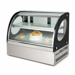 Vitrine réfrigérée de comptoir commerciale 2-10°C avec vitrine à gâteaux en verre incurvé 220V pour boulangerie, café, restaurant - Product Image 1
