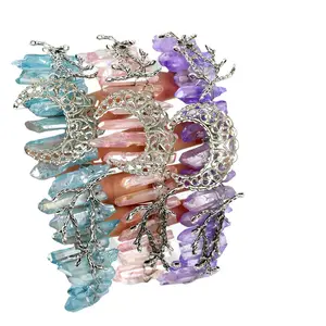 Pha Lê Nhiều Màu Thạch Anh Tiara Rose Pink Aura Quartz Tiara Nàng Tiên Cá