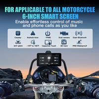 Carabc Écran tactile de navigation pour moto de 6 pouces, étanche IP68, caméra de tableau de bord, moto Android Auto, détachable rapidement