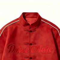 2026 Neue Modische Chinesische Knotenknopf-Jacke für Herren, Varsity-Jacke aus Volleder mit Individueller Stickerei und Froschverschlüssen
