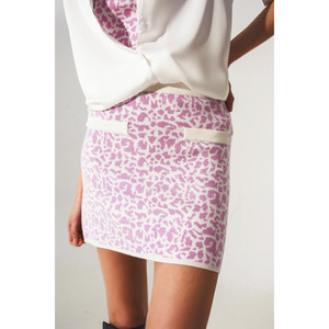 Minigonna leggera in maglia con stampa animalier lilla - Product Image 6