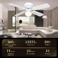 Ventilateur de plafond électrique moderne décoratif de 42 pouces avec moteur AC, lumière LED et lustre pour usage hôtelier