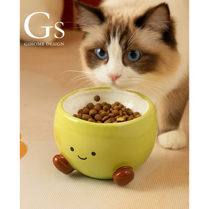 Rắn thân thiện với môi gốm Bát chó cao chân phẳng miệng bảo vệ cột sống cổ tử cung chống gõ đường kính lớn uống bát cơm - Product Image 1