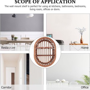 Estante de Pared Ovalado de Madera de 1 Nivel, Multiusos, para Decoración del Hogar - Product Image 3