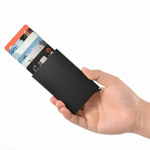Hochwertiger Aluminium RFID Safe Wallet Pop Up Hebel Karten halter