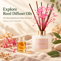 Diffuseur de parfum d'ambiance haut de gamme écologique sans alcool en verre dépoli rose avec fleurs séchées et col doré pour la maison